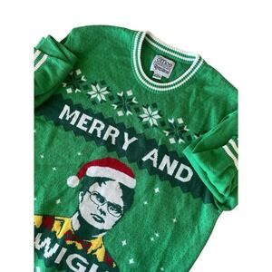 Tipsy Elves Merry and Dwight The Office Ugly Christmas Sweater Green Size L